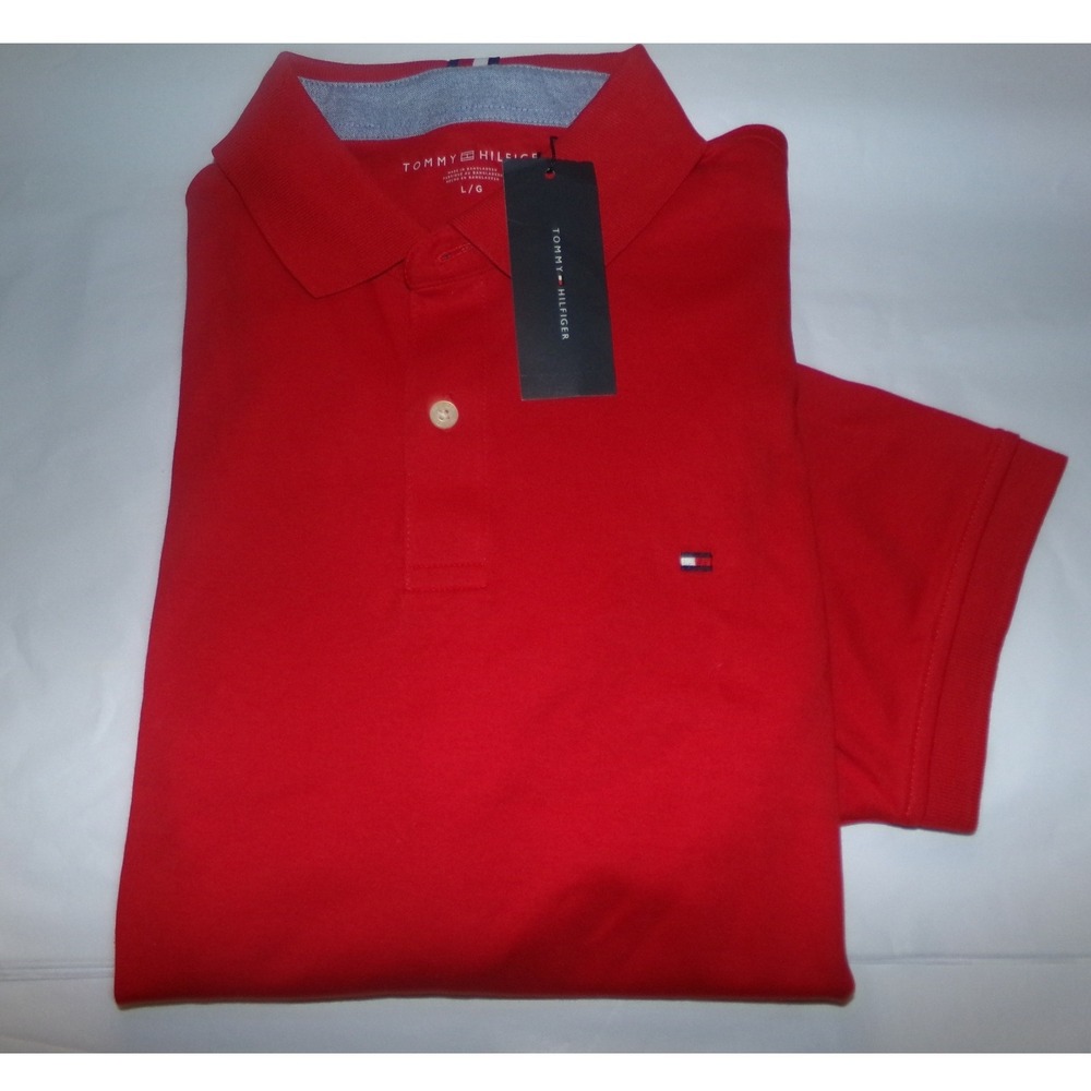 TOMMY HILFIGER MEN'S SZ LRG S/S POLO SHIRT RED NWT